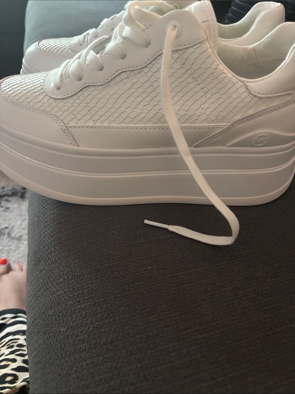 Michael Kors Hayes Snake Embossed Platform Sneaker NWOT or box